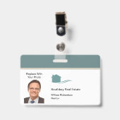 Moderne foto sjabloon onroerend goed naam badge (Voorzijde met clip)