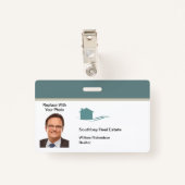 Moderne foto Sjabloon Real Estate Name Badge (Achterkant met clip)