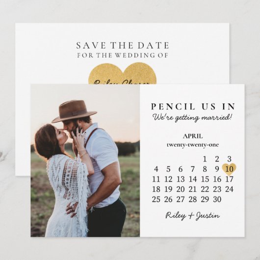 Moderne Foto Sla de Datum Op Kalender April Kaart (Voorkant / Achterkant)