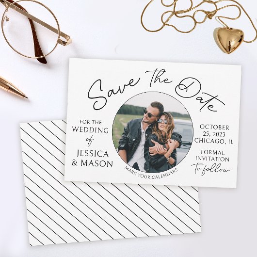 Moderne foto Sla de uitnodiging voor datumbruiloft