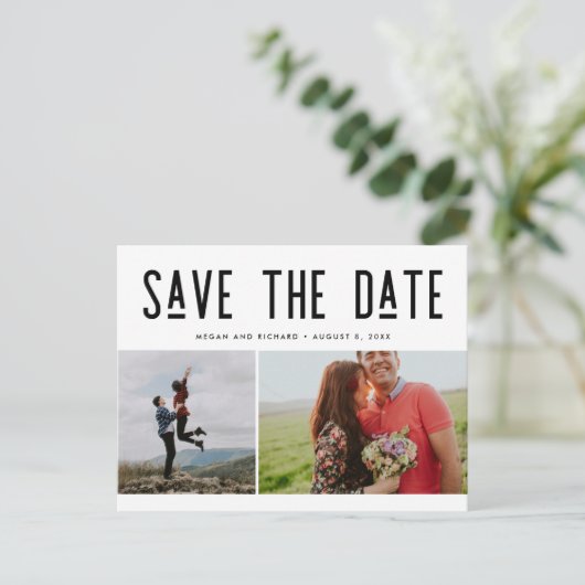 Moderne foto Sla het Briefkaart Datumaankondiging  (Staand voorkant)