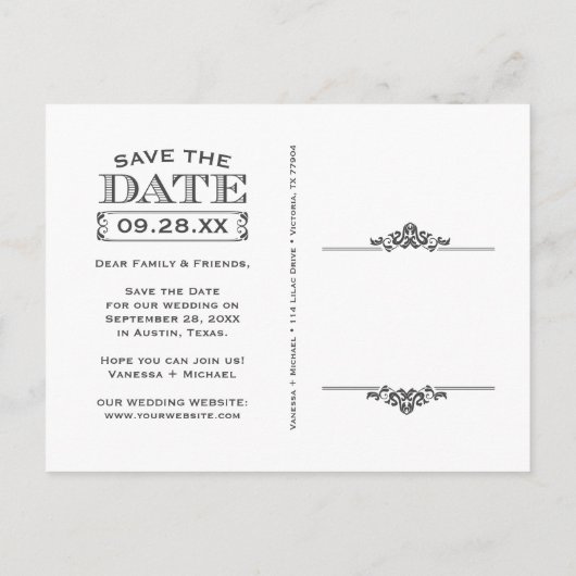 Moderne  Foto slaat de datum-aankondiging op Aankondigingskaart (Achterkant)