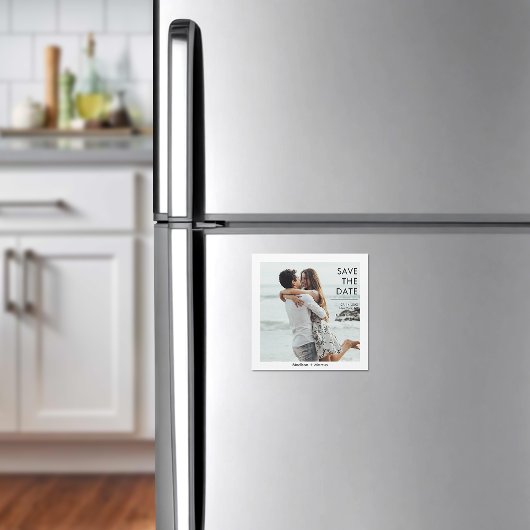 Moderne foto slaat de datumbruiloft op magnetische uitnodiging