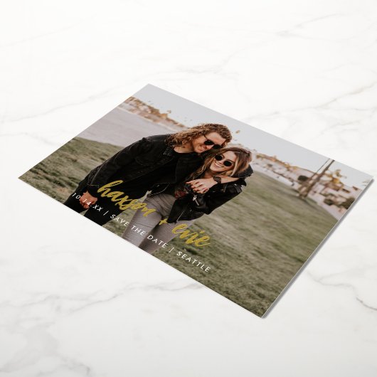 Moderne foto slaat de naam van de oude Folie op Folie Uitnodiging (Gedraaid)