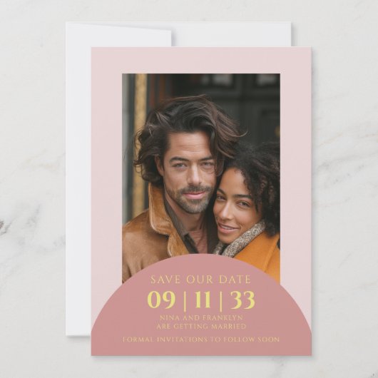Moderne foto slaat de trouwdatum kaart op (Voorkant)