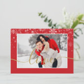 Moderne foto Sneeuwvlokken met Gouden Liefdeslette Feestdagenkaart (Staand voorkant)