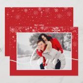 Moderne foto Sneeuwvlokken met Liefde Schrift Feestdagenkaart (Voorkant / Achterkant)