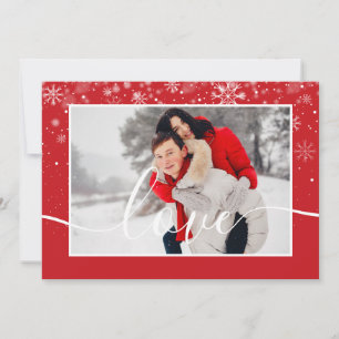 Moderne foto Snowflakes met liefdesscript Feestdagenkaart