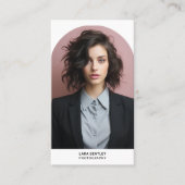 Moderne foto social media stylist met QR code Visitekaartje (Voorkant)