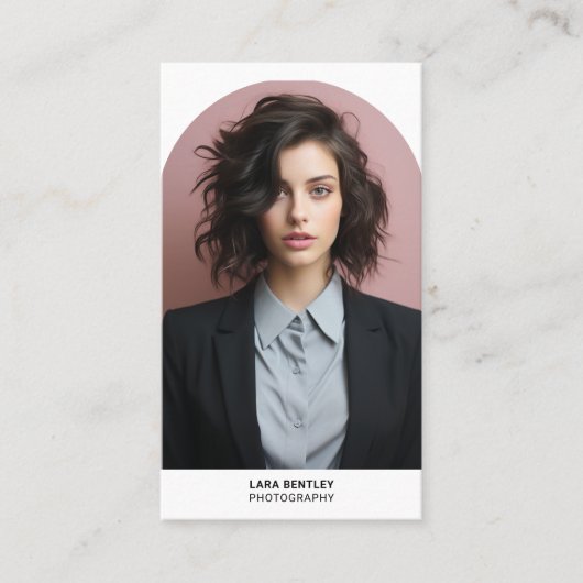 Moderne foto social media stylist met QR code Visitekaartje (Voorkant)