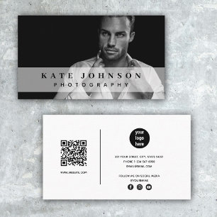 Moderne foto Sociale media QR Code Business Logo Visitekaartje