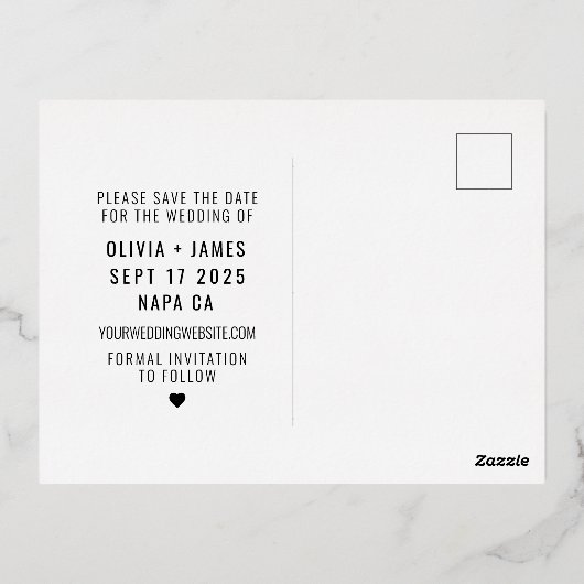 Moderne foto sparen de aankondiging van het huweli (Achterkant)