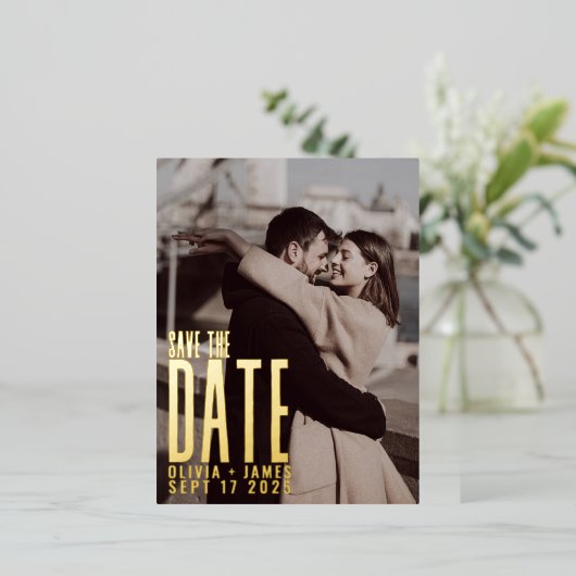 Moderne foto sparen de aankondiging van het huweli (Staand Voorkant)