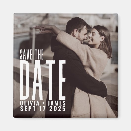 Moderne foto sparen de aankondiging van het huweli magneet (Voorkant)