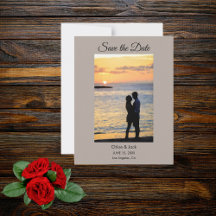 Moderne Foto Steen Grijs Save The Date Kaart