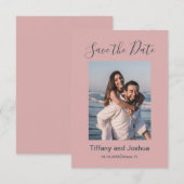 Moderne foto stoffig roze save the date (Voorkant / Achterkant)