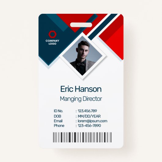 Moderne foto, streepjescode, Logo, naam Badge (Voorkant)