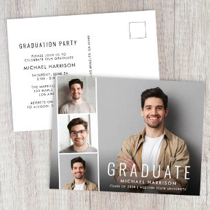 Moderne foto strook afstudeerfeest uitnodiging briefkaart
