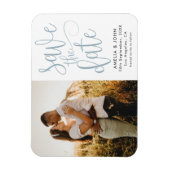Moderne foto Stusty Blue Save the Date Wedding Magneet (Verticaal)