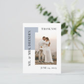 Moderne foto Stusty Blue Wedding Dank je Briefkaart (Staand voorkant)