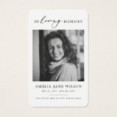 Moderne foto sympathie begrafenis gebed Kaart (Voorkant)