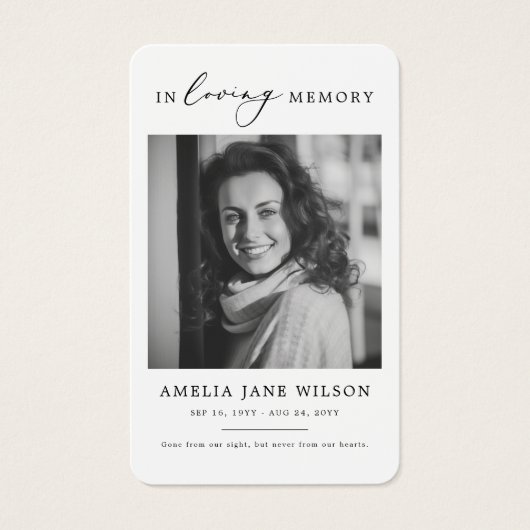 Moderne foto sympathie begrafenis gebed Kaart (Voorkant)