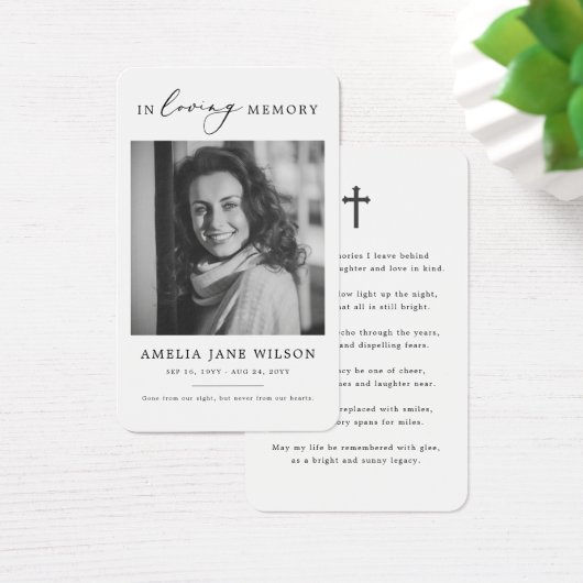 Moderne foto sympathie begrafenis gebed Kaart (Bureau)