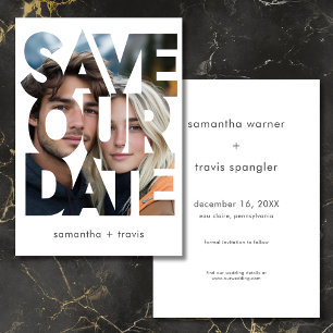 Moderne foto tekst Lijst bruiloft Save The Date