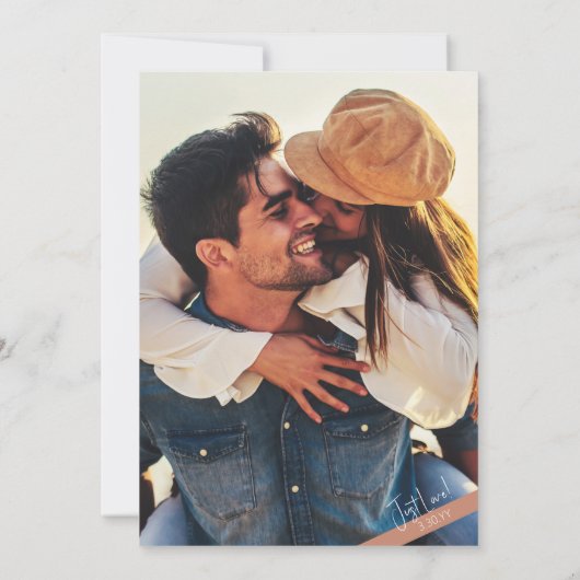 📸 Moderne foto Terra Cotta Casual bruiloft Kaart (Achterkant)