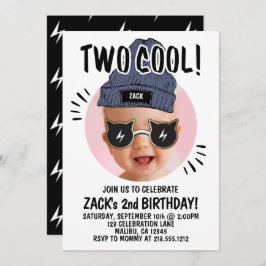 Moderne foto toevoegen | Kinder 2e Verjaardag Twee Kaart