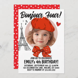 Moderne foto toevoegen   Verjaardag Franse Bonjour Kaart