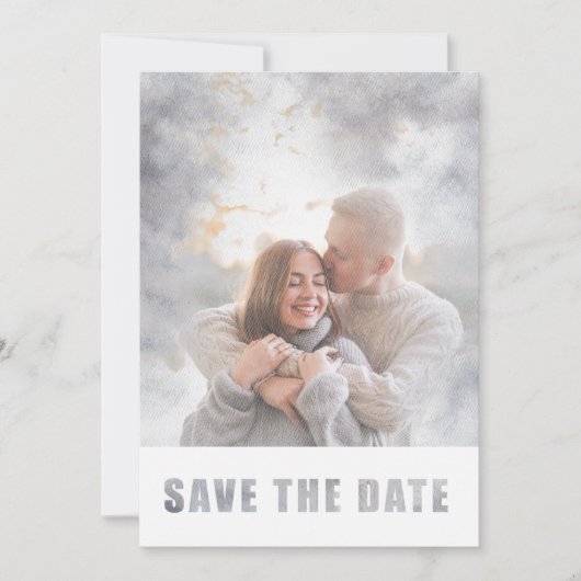 Moderne foto Transparante tekst Overlay Wedding Save The Date (Voorkant)