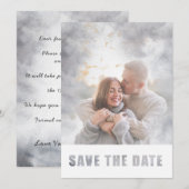Moderne foto Transparante tekst Overlay Wedding Save The Date (Voorkant / Achterkant)