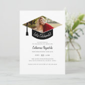 Moderne foto trendy afstudeerfeest kaart (Staand voorkant)