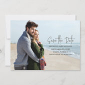 Moderne foto Trendy Calligraphy Simple QR Code Save The Date (Voorkant)