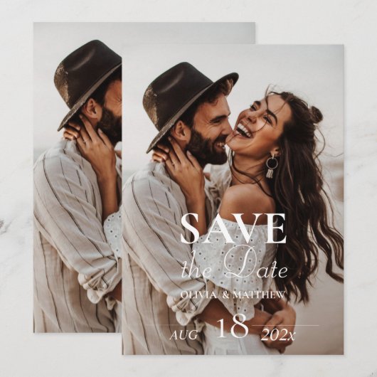 Moderne foto trouw save the dates date (Voorkant / Achterkant)