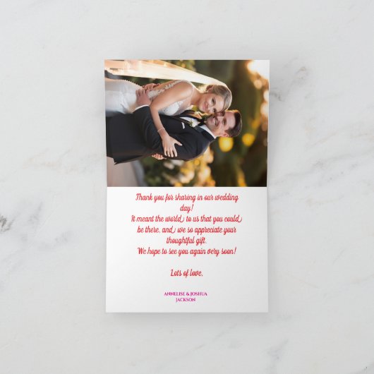 moderne foto trouwdag dank je MINI FORMAT Bedankkaart (Binnen)