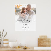 Moderne foto trouwdag handgeschreven welkom poster (Keuken)