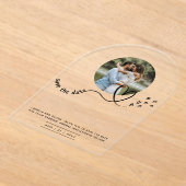 Moderne FOTO Trouwen Save Datum Minimalistische Ve Acryl Uitnodigingen (Laagn)