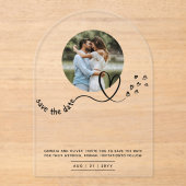 Moderne FOTO Trouwen Save Datum Minimalistische Ve Acryl Uitnodigingen (Voorkant)