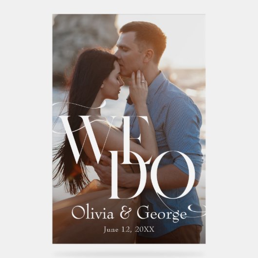 Moderne foto trouwfeest Acryl welkom bord (Voorkant)