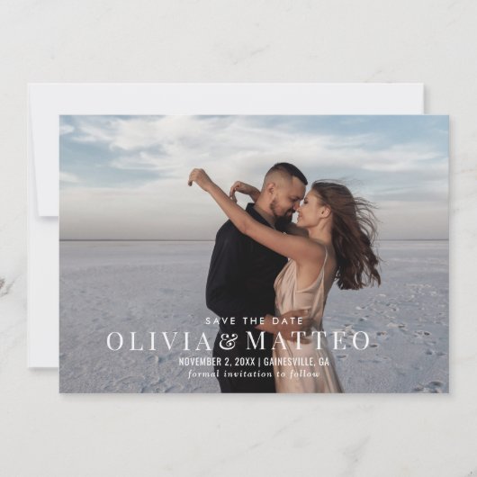 Moderne foto trouwkaart save the date (Voorkant)