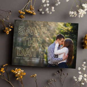 Moderne foto trouwkaart 'Save the Date' Folie Uitnodiging