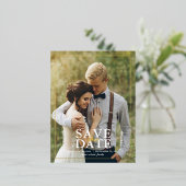 Moderne foto trouwkaart 'Save the Date' Folie Uitnodiging Briefkaart (Staand Voorkant)