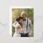 Moderne foto trouwkaart 'Save the Date' Folie Uitnodiging Briefkaart (Voorkant / Achterkant)