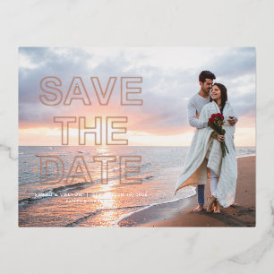 Moderne foto trouwkaart 'Save the Date' Folie Uitnodiging Briefkaart