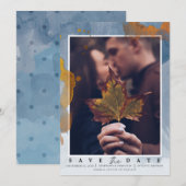 Moderne foto trouwkaart Save the Date in stoffig b (Voorkant / Achterkant)