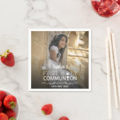 Moderne foto Typografie Eerste Heilige Communie Servet (Insitu)