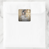 Moderne foto Typografie Eerste Heilige Communie Vierkante Sticker (Tas)