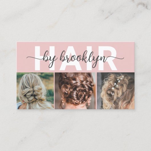 Moderne foto Typografie Hair Stylist Visitekaartje (Voorkant)